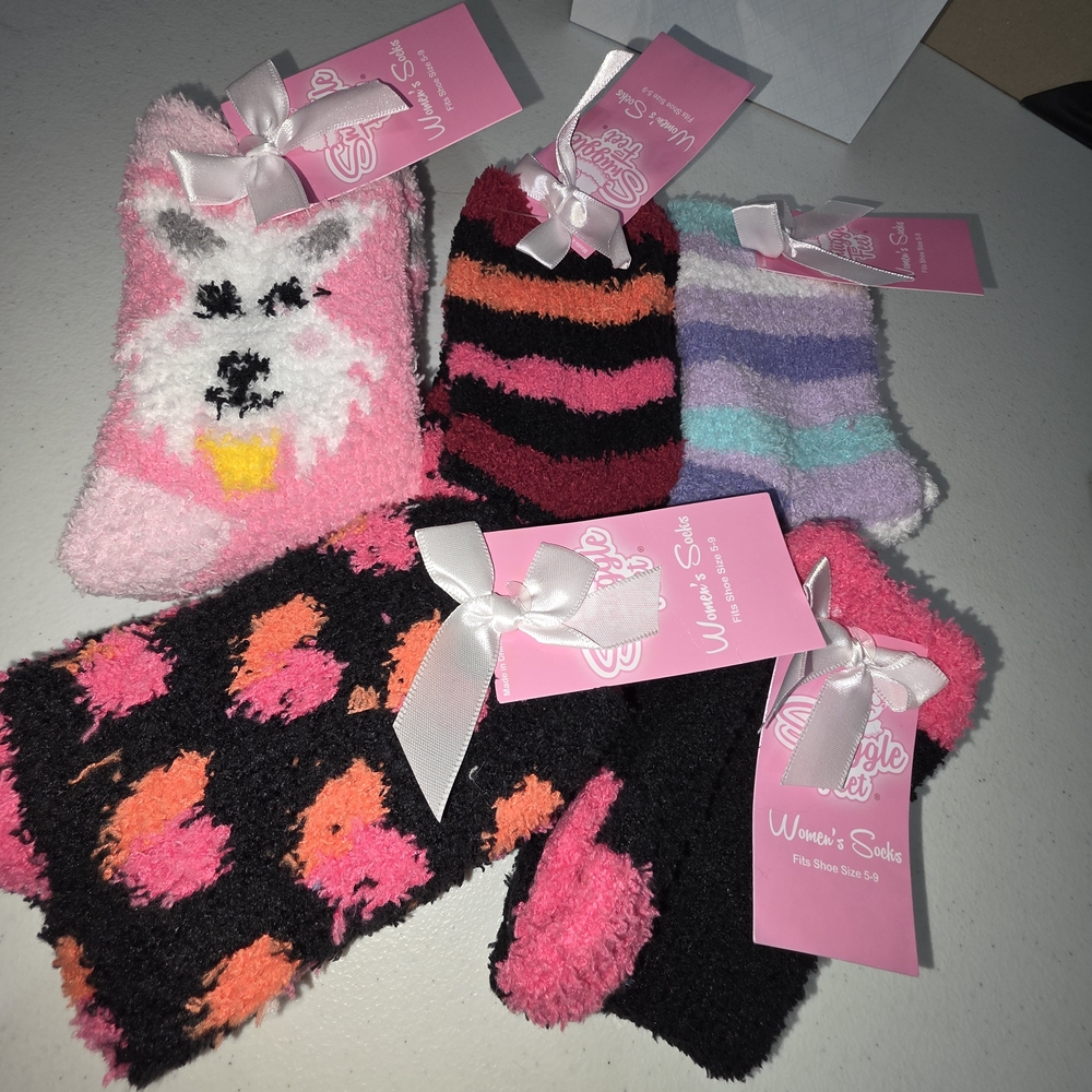 Cozy Women's Fuzzy Lounge Socks - Assorted Pink, Black, Purple